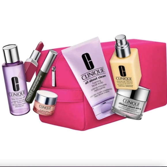 New Best of Clinique 7pcs Full Size + Makeup Bag Value $255 Gift Set